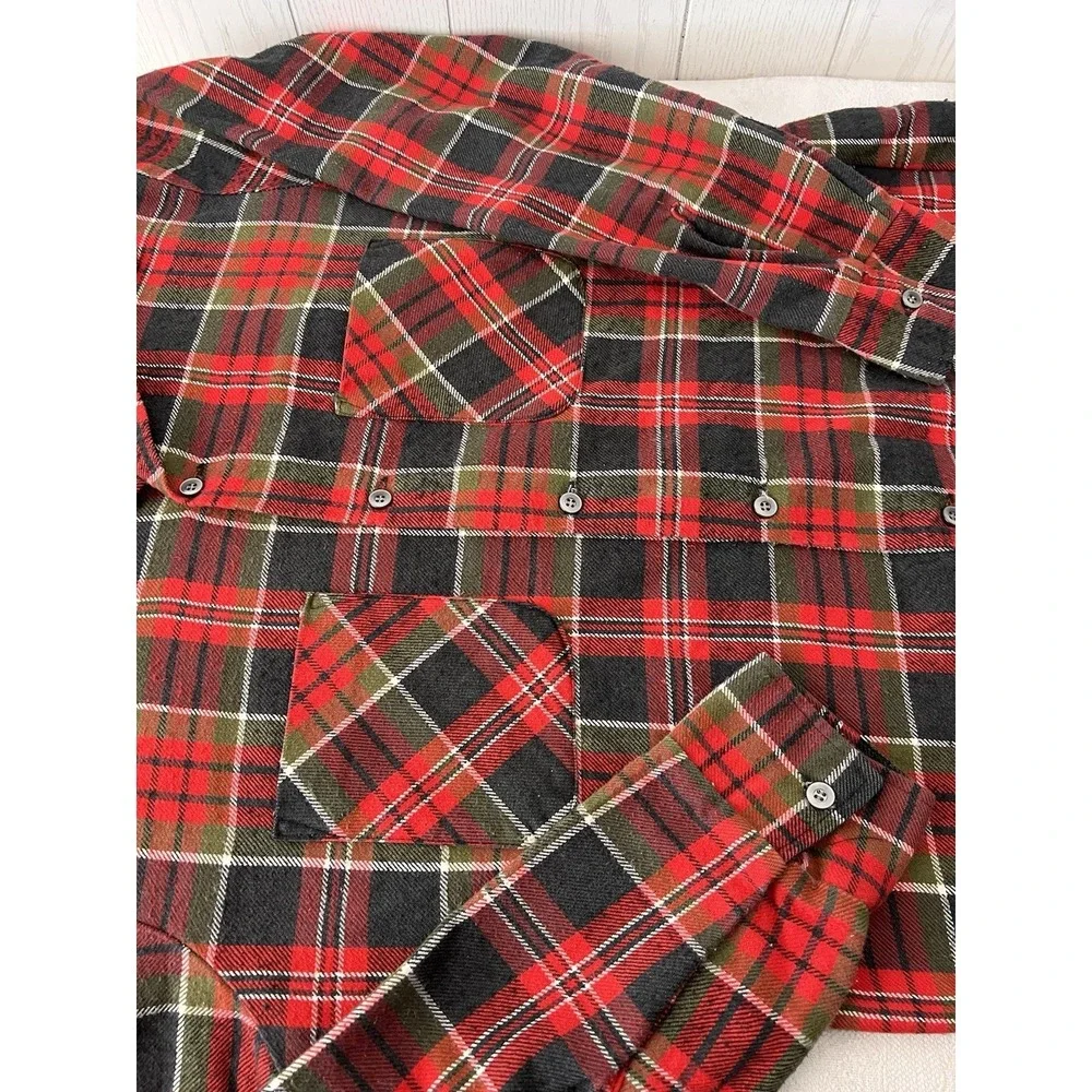 Vintage Dee Cee Flannel Shirt Mens Large Red Green USA 70s USA Grunge Retro
